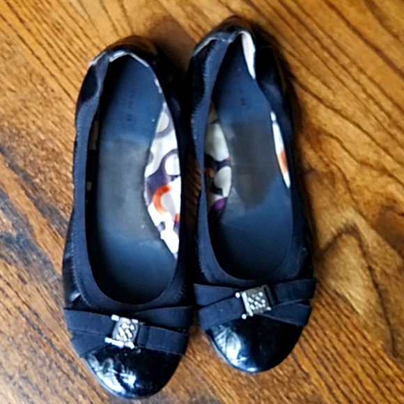 Coach black patent leather flats